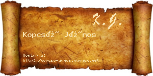 Kopcsó János névjegykártya